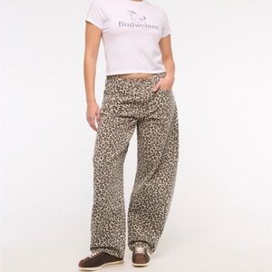 Abercrombie & Fitch Leopard Print Wide Leg Jeans
